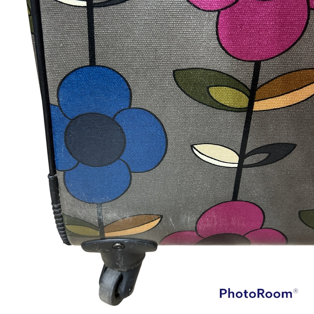 Brighten dark grey purple blue floral weekender spinner carry on luggage - Picture 6 of 12